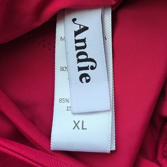 Andie NEW Pink Criss Cross Back High Neck Solid The Saidia One Piece Magenta XL - Picture 9 of 9